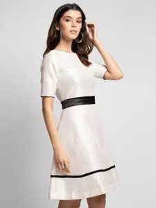 PowerSutra Boat Neck Belted A-Line Dress