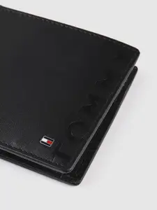 Tommy Hilfiger Men Typography Printed Leather Two Fold Wallet