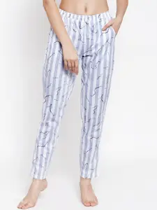 Claura Women Striped Pure Cotton Night Suit