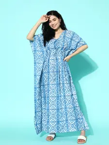 Libas Printed Cotton Kaftan Maxi Night Dress