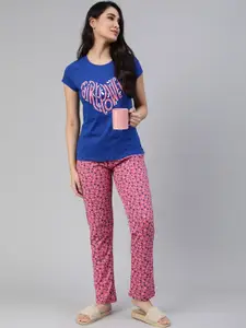 LYRA Women Floral Printed Pure Cotton Night Suit