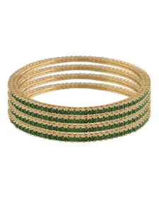 I Jewels Set Of 4 Gold-Plated Stone-Studded Bangles