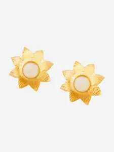 Priyaasi Gold-Plated Stone Studded Floral Studs Earrings