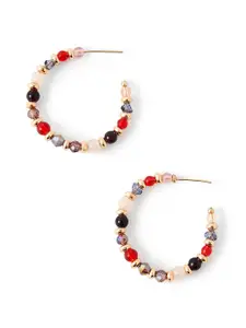 Accessorize Contemporary Amber Small Beaded Half Hoop Earrings