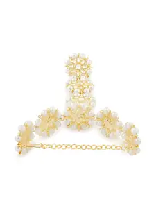 Zaveri Pearls Women Kundan Gold-Plated Ring Bracelet