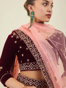 Soch Embellished Sequinned Unstitched Lehenga & Blouse With Dupatta