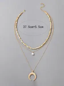 Jewels Galaxy Brass Gold-Plated Layered Necklace