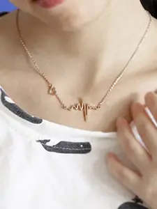 Jewels Galaxy Gold-Plated Heartbeat Necklace