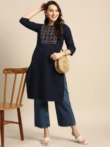 Sangria Women Geometric Yoke Design Kurta