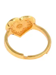 Voylla Valentine's Day Collection Gold-Plated Cutwork Hearts Adjustable Finger Ring