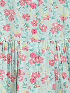 Campana Girls Sleeveless Knee Length Fit and Flare Printed Cotton Dress