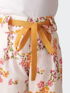 Fabindia Girls Flower Printed Pure Cotton Top with Trouser