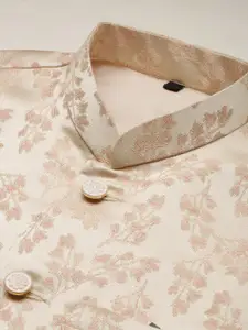 SHOWOFF Men Woven Design Mandarin Collar Nehru Jacket