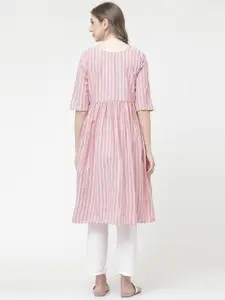 KALINI Striped Cotton A-line Kurta