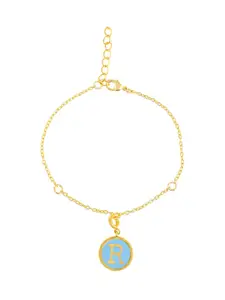 Voylla Valentine's Day Collection Gold-Plated Alphabet R Pendant with Chain