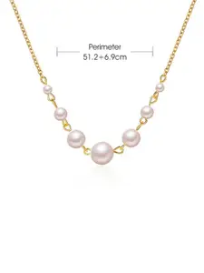 Jewels Galaxy Gold-Toned & White Brass Gold-Plated Layered Necklace