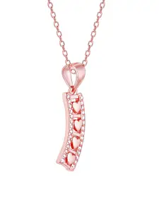 GIVA 925 Rose Gold-Plated Sterling Silver CZ Studded Pendant With Chain