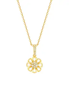 GIVA 925 Gold-Plated Sterling Silver CZ-Studded Pendant With Chain