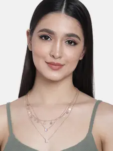 Kord Store Set of 2 Rhodium-Plated CZ-Studded 3 Layered Pendant With Chain