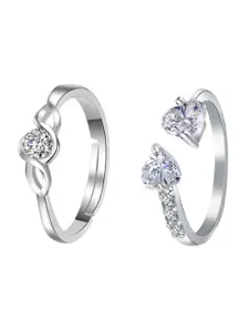 Yellow Chimes Set Of 2 Crystal Studded Adjustable Finger Rings