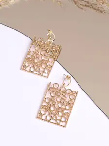 SOHI Gold-Plated Contemporary Drops Earrings