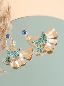 SOHI Gold-Plated Contemporary Drop Earrings