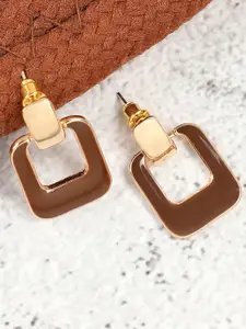 SOHI Gold-Plated Square Drop Earrings