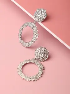 SOHI Silver-Plated Circular Drop Earrings