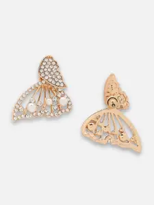 SOHI Gold Plated Contemporary Studs Earrings
