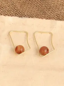 SOHI Gold-Plated Contemporary Drop Earrings