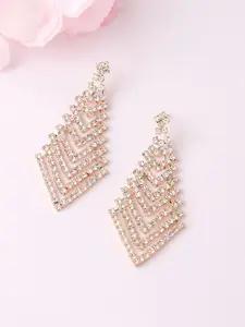 SOHI Gold-Plated Contemporary Drop Earrings