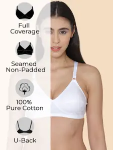 KOMLI Pack of 3 Women Minimiser Super Non Padded Cotton Bra
