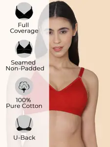 KOMLI Pack of 3 Women Minimiser Super Non Padded Cotton Bra