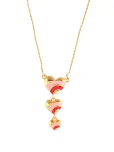 Voylla Brass Gold-Plated Heart Drops Necklace