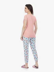 MAYSIXTY Women Pink Printed Night suit