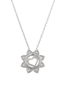 Studio Voylla Valentine's Day Collection 925 Sterling Rhodium-Plated Pendant With Chain
