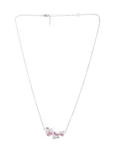 Studio Voylla Rhodium-Plated 925 Sterling Silver CZ Studded Heart Pendant With Chain