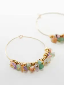 MANGO Stone Detail Circular Hoop Earrings