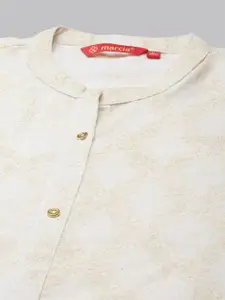 Marcia Geometric Printed Cotton Mandarin Collar Sleeveless Straight Kurta