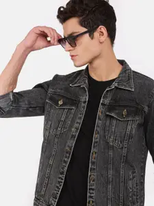 VOXATI Men Washed Cotton Denim Jacket