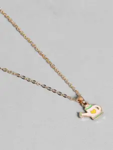 EL REGALO Girls Pack Of 5 Gold-Plated Contemporary Stone Studded Pendants With Chain