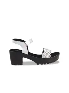 Metro Textured Open Toe Block Heels