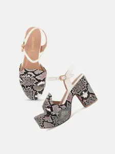 DressBerry Women Printed Peep Toes Block Heels