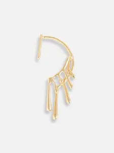 SOHI Gold-Pated Contemporary Ear Cuff Earrings
