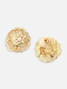 SOHI White Gold-Plated Contemporary Studs Earrings