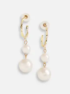 SOHI Gold-Plated Contemporary Drop Earrings