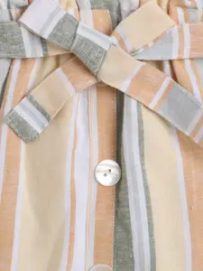 taffykids Girls Striped Cotton Tie-Up Top with Skirt Set