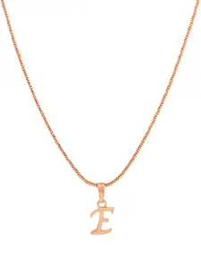 Estele Rose-Gold-Plated E-Letter Charm Alloy Pendant With Chain