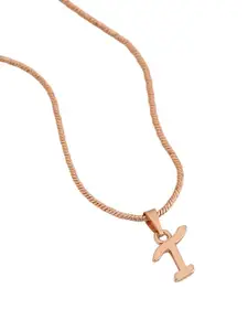 Estele Rose Gold-Plated T-Letter Charm Alloy Pendant With Chain