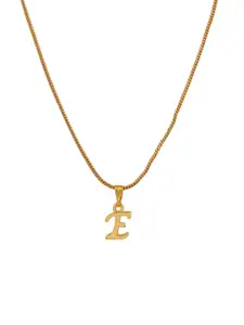 Estele Gold-Plated Alphabet E Pendant With Link Chain